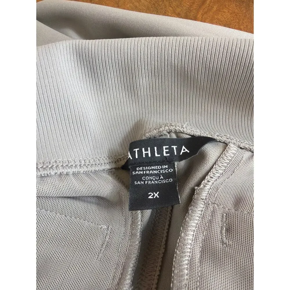 NWT Athleta Gray Plus Size Activewear Pant 2 Back Zip Pockets Travel Utility 2X